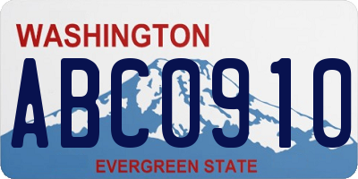 WA license plate ABC0910