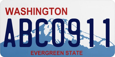 WA license plate ABC0911