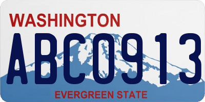 WA license plate ABC0913