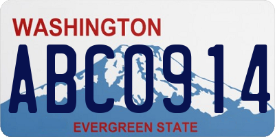 WA license plate ABC0914