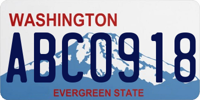 WA license plate ABC0918