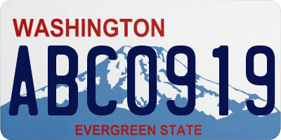 WA license plate ABC0919