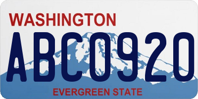 WA license plate ABC0920