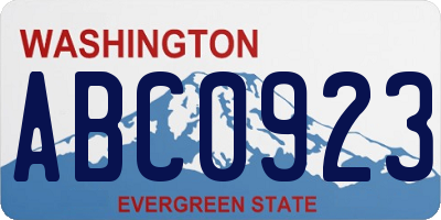 WA license plate ABC0923