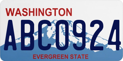 WA license plate ABC0924