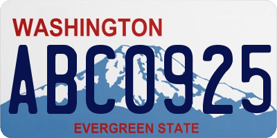 WA license plate ABC0925