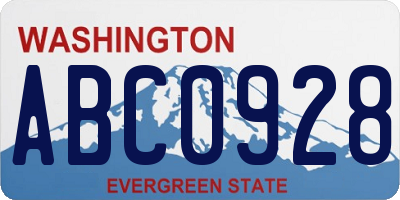 WA license plate ABC0928