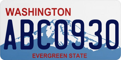 WA license plate ABC0930