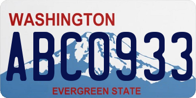 WA license plate ABC0933