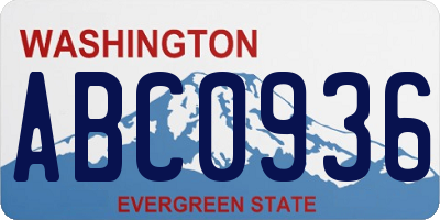 WA license plate ABC0936