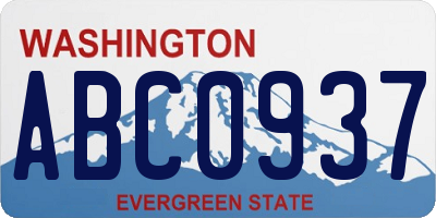 WA license plate ABC0937