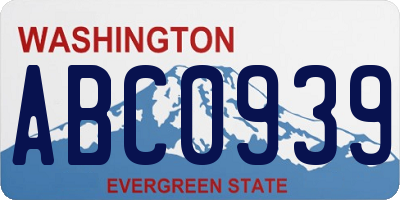 WA license plate ABC0939