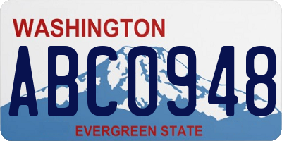 WA license plate ABC0948