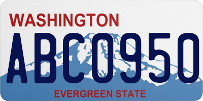 WA license plate ABC0950