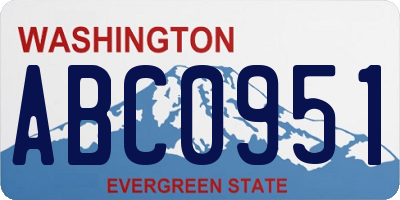 WA license plate ABC0951