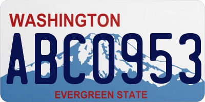 WA license plate ABC0953