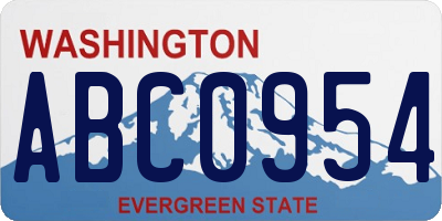 WA license plate ABC0954