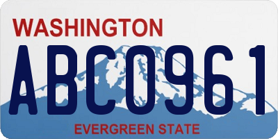 WA license plate ABC0961