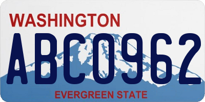 WA license plate ABC0962