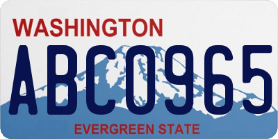 WA license plate ABC0965