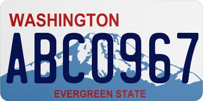 WA license plate ABC0967