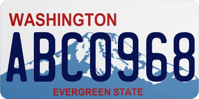 WA license plate ABC0968
