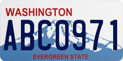 WA license plate ABC0971