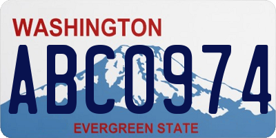 WA license plate ABC0974
