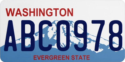WA license plate ABC0978
