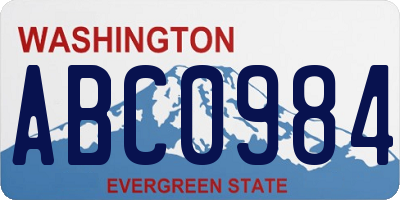 WA license plate ABC0984