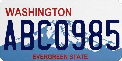 WA license plate ABC0985