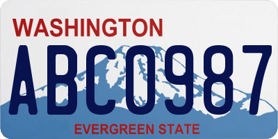 WA license plate ABC0987