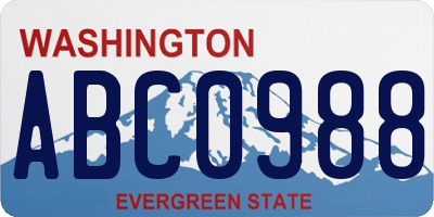WA license plate ABC0988
