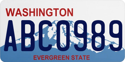WA license plate ABC0989