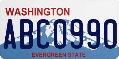 WA license plate ABC0990