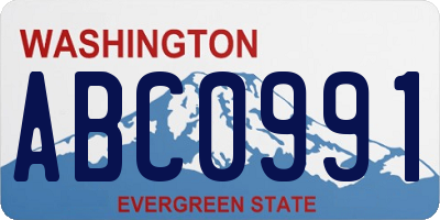 WA license plate ABC0991