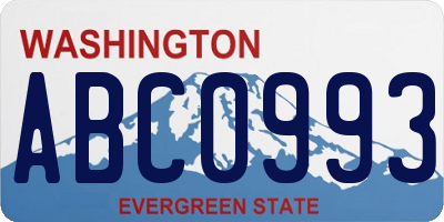 WA license plate ABC0993
