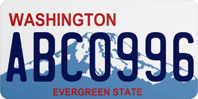 WA license plate ABC0996