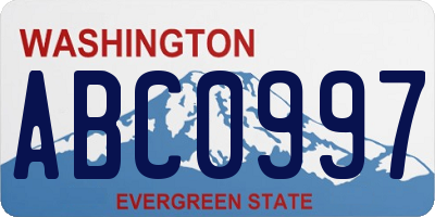 WA license plate ABC0997