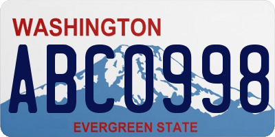 WA license plate ABC0998