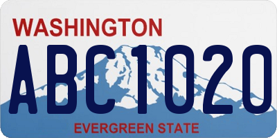 WA license plate ABC1020