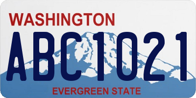 WA license plate ABC1021