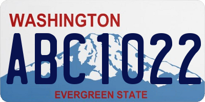 WA license plate ABC1022