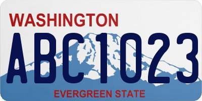 WA license plate ABC1023
