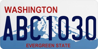 WA license plate ABC1030