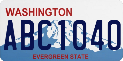 WA license plate ABC1040
