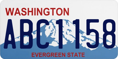 WA license plate ABC1158