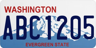 WA license plate ABC1205