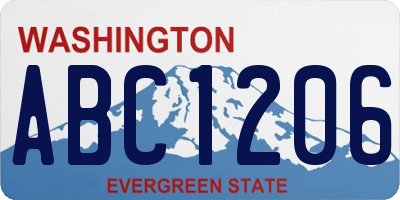 WA license plate ABC1206