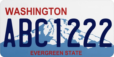 WA license plate ABC1222